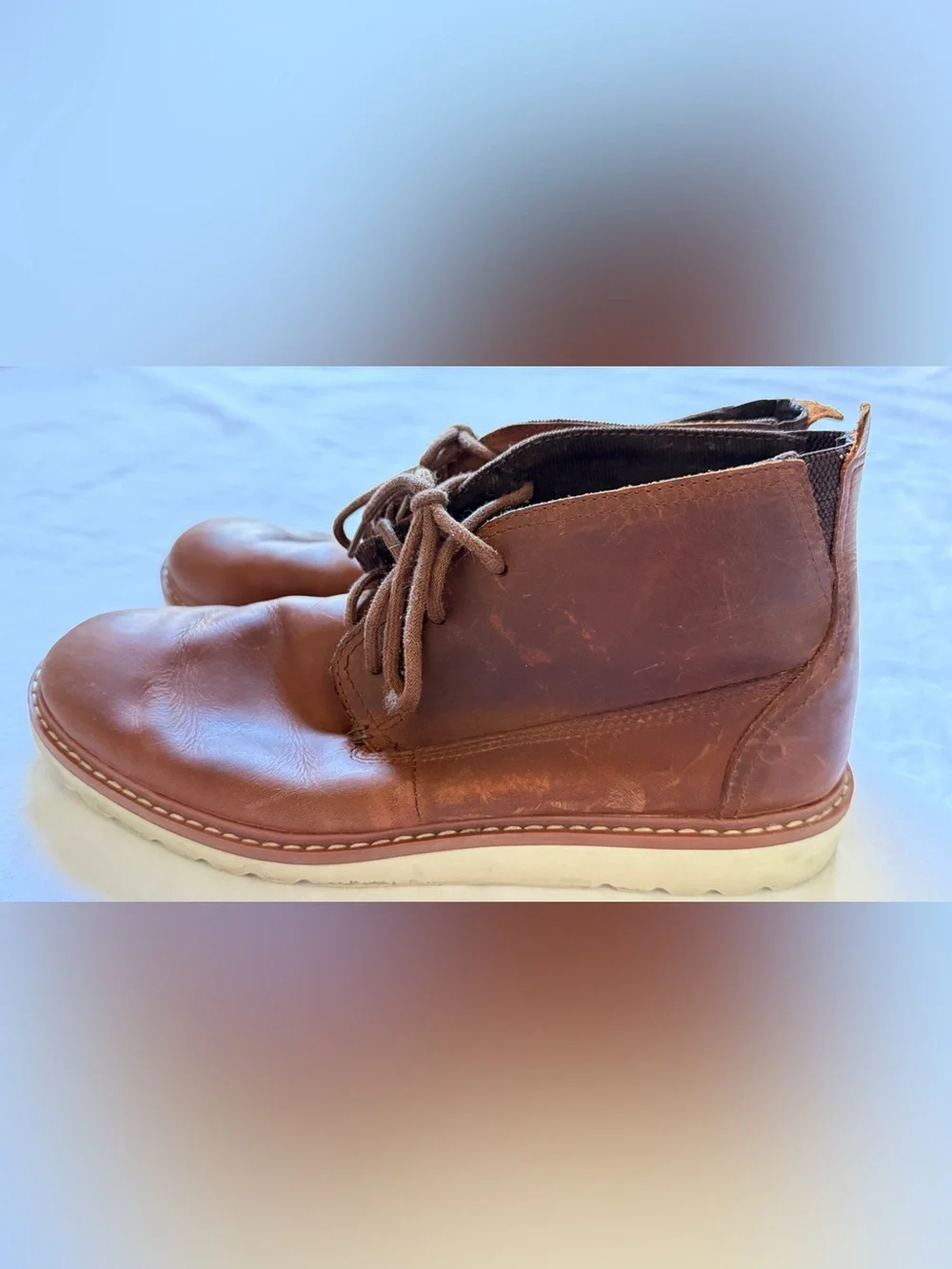 REEF Leather Chukka Boots Men US 10 Brown Portugal Cork Insole
